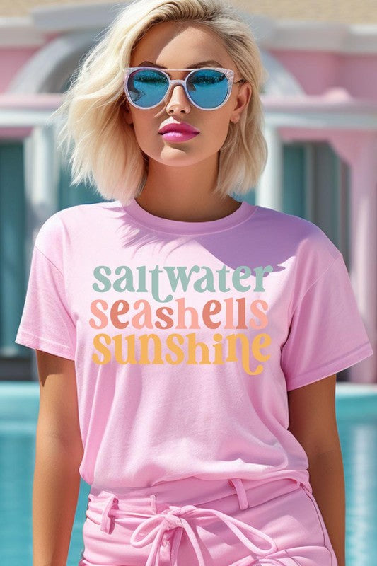 Saltwater Seashells Summer Graphic T Shirts