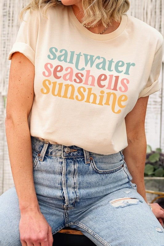 Saltwater Seashells Summer Graphic T Shirts