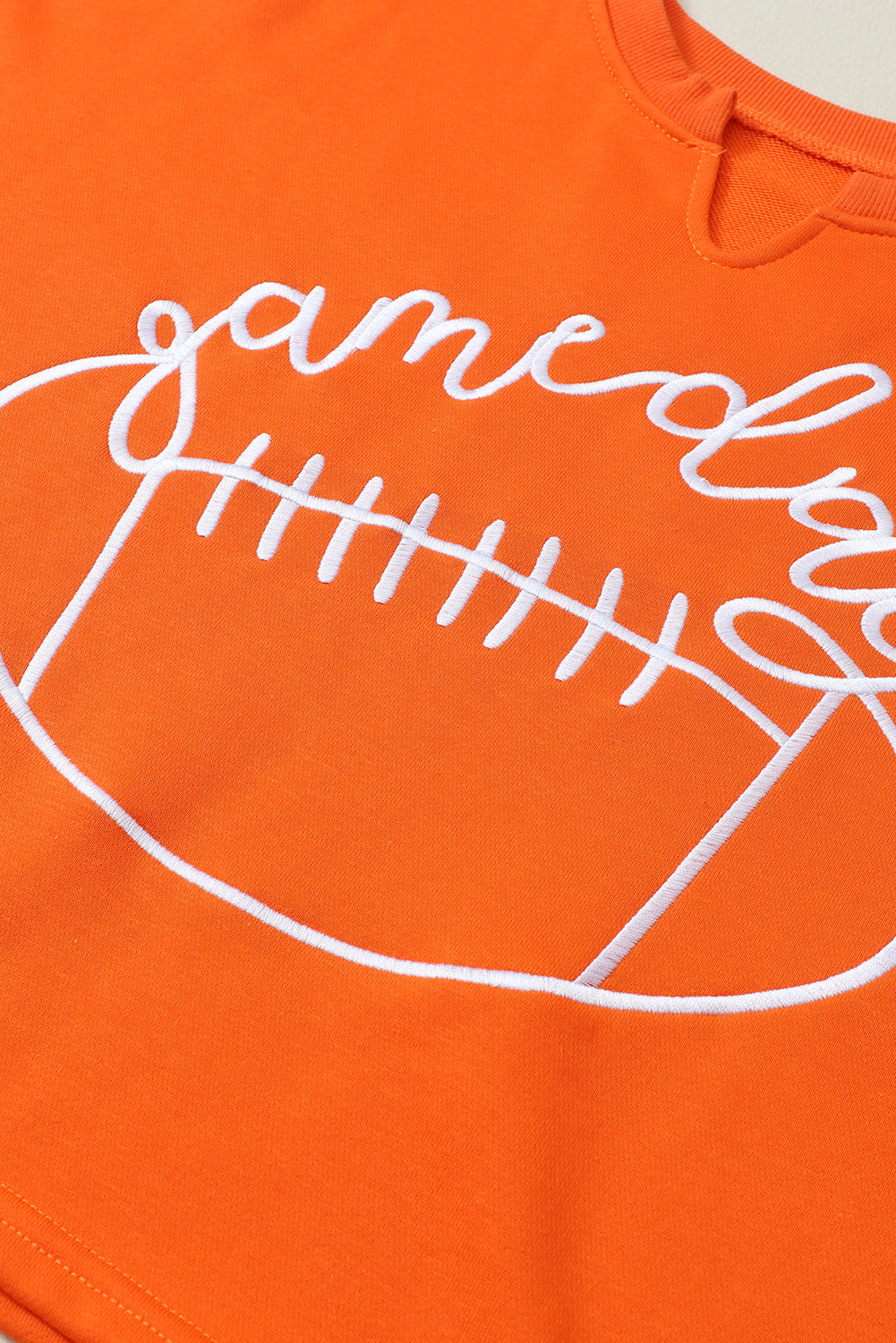 Orange Game Day Lettering Notched Neck Sweatshirt