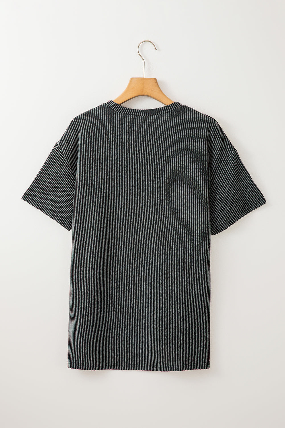 Pink Corded Knit Pocketed Loose Fit T Shirt