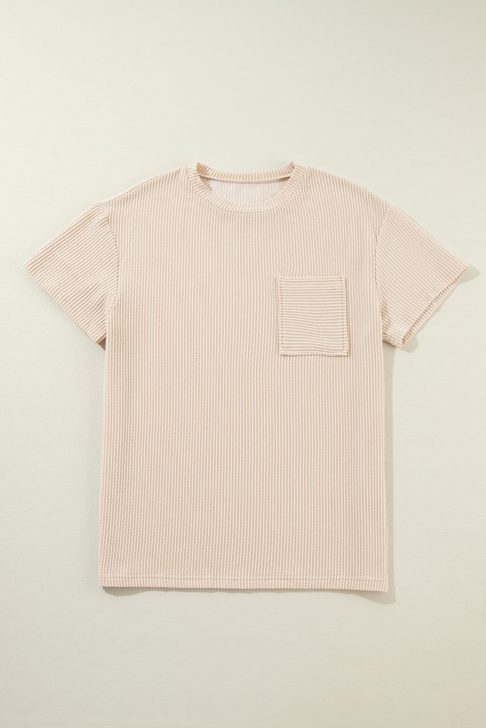 Pink Corded Knit Pocketed Loose Fit T Shirt