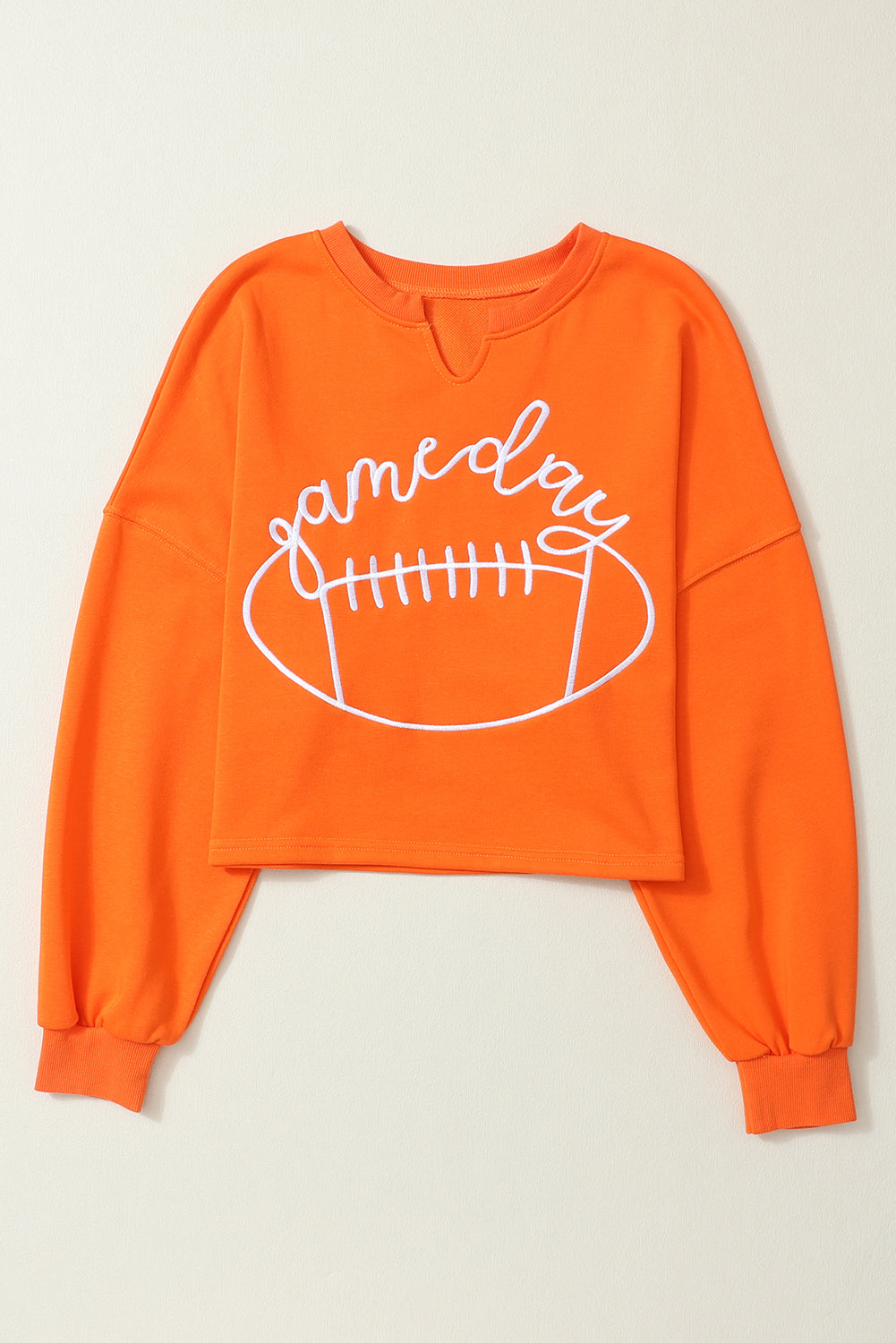 Orange Game Day Lettering Notched Neck Sweatshirt