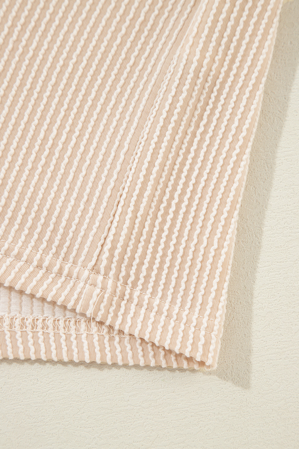Pink Corded Knit Pocketed Loose Fit T Shirt
