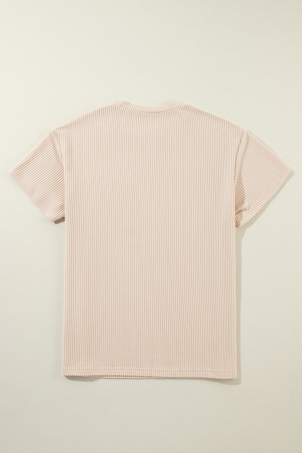 Pink Corded Knit Pocketed Loose Fit T Shirt