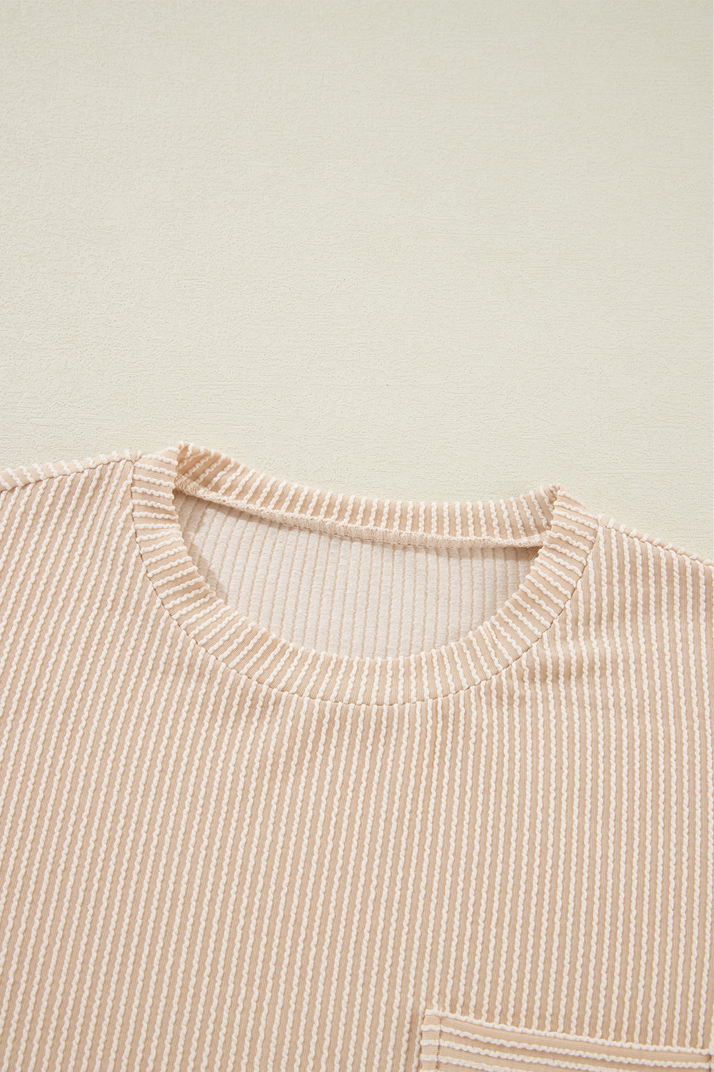 Pink Corded Knit Pocketed Loose Fit T Shirt